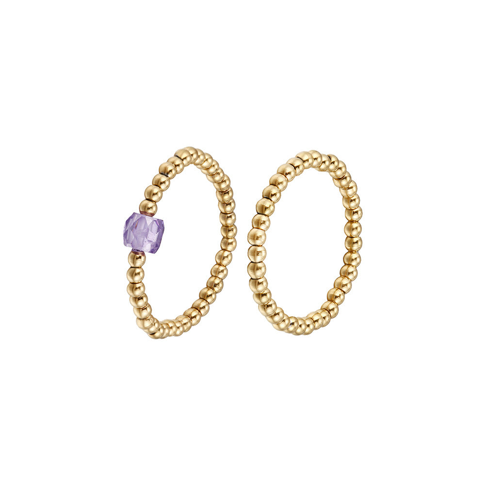 Washable and color-resistant hand jewelry, high-quality zircon metal stainless steel bead elastic ring, universal size for women
