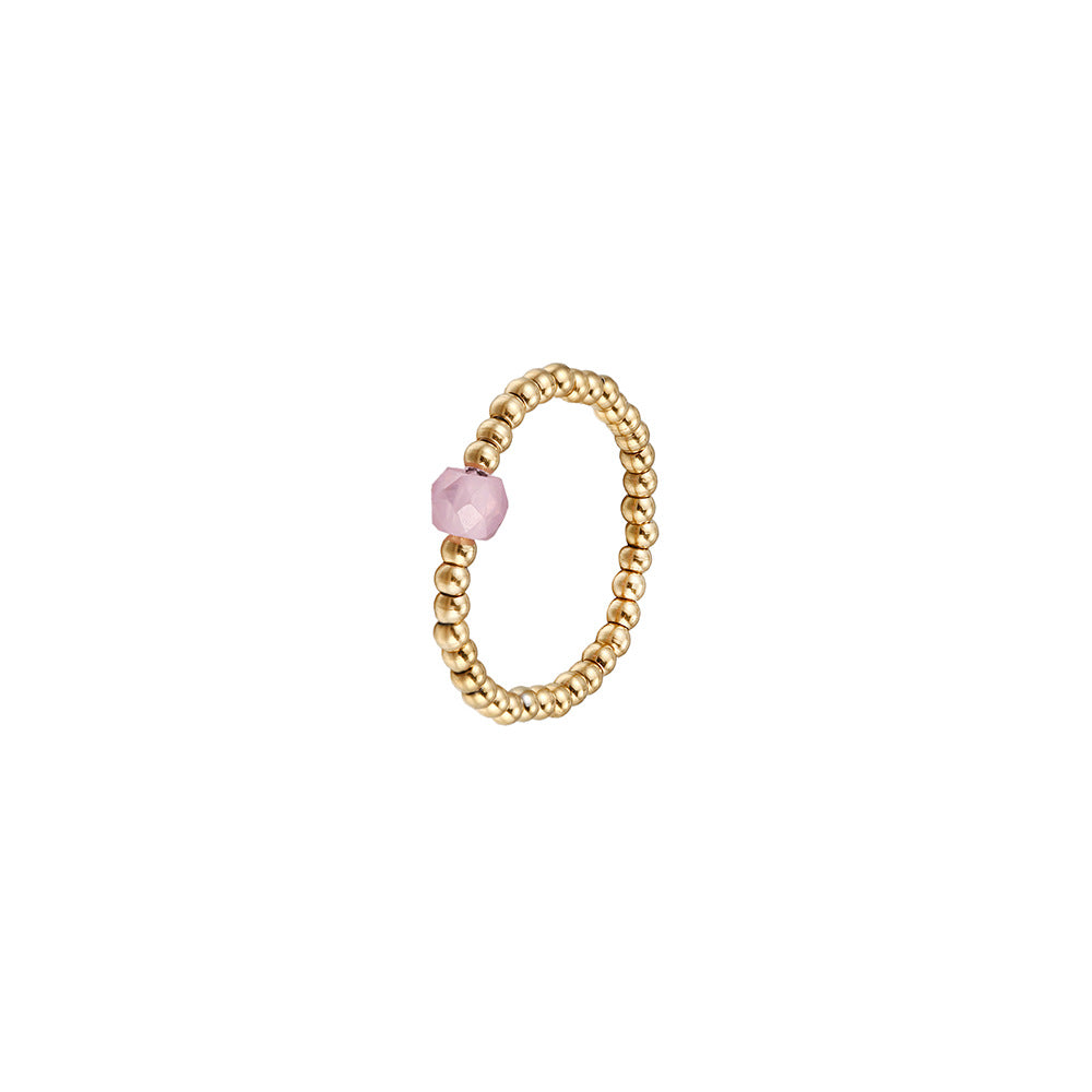 Washable and color-resistant hand jewelry, high-quality zircon metal stainless steel bead elastic ring, universal size for women