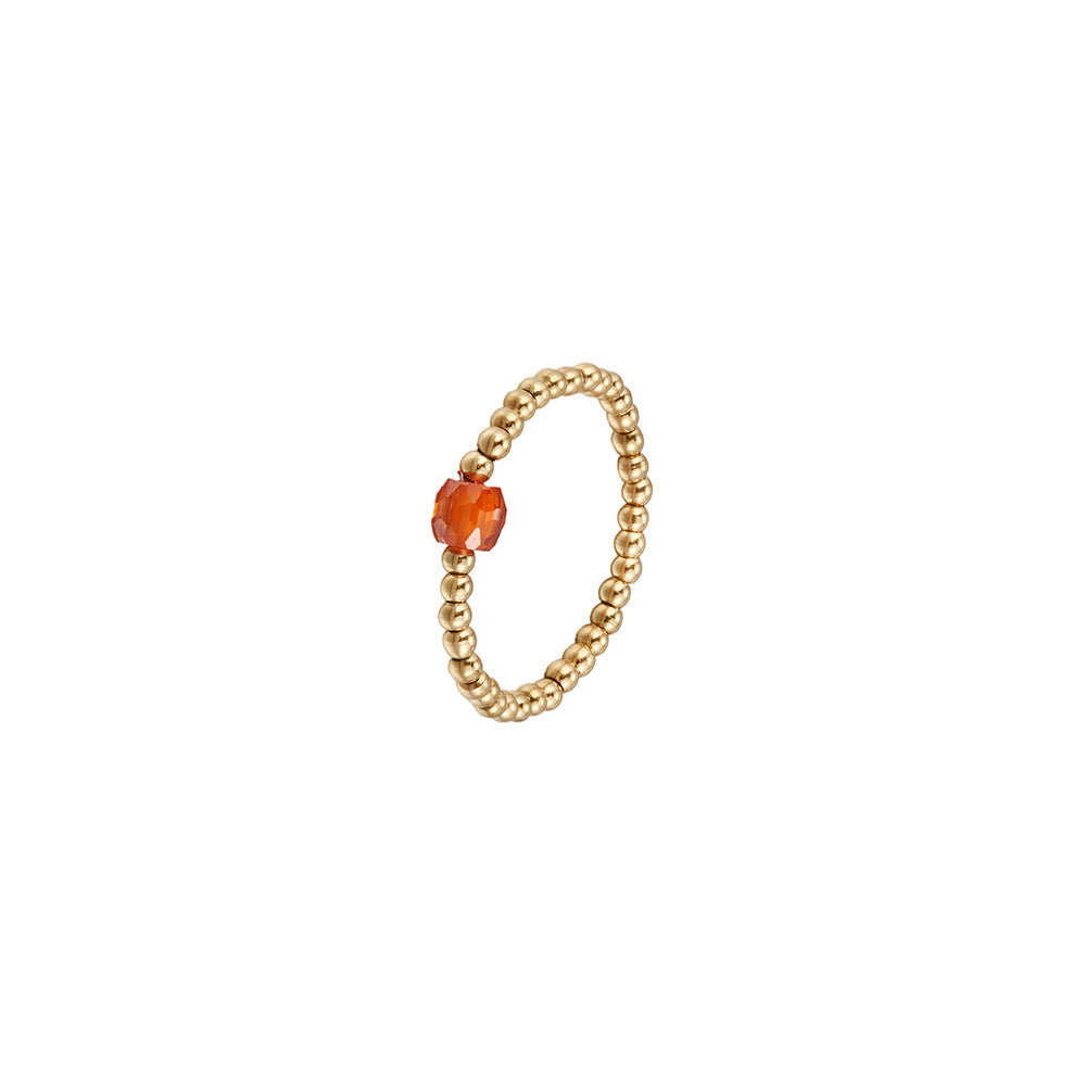 Washable and color-resistant hand jewelry, high-quality zircon metal stainless steel bead elastic ring, universal size for women