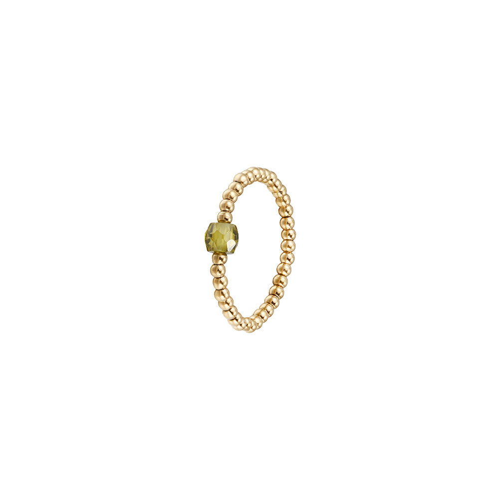 Washable and color-resistant hand jewelry, high-quality zircon metal stainless steel bead elastic ring, universal size for women