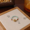 New Chinese Style Natural Stone Crystal Beaded Rings for Women, Fashionable and High-End Light Luxury, Citrine and Amethyst Rings