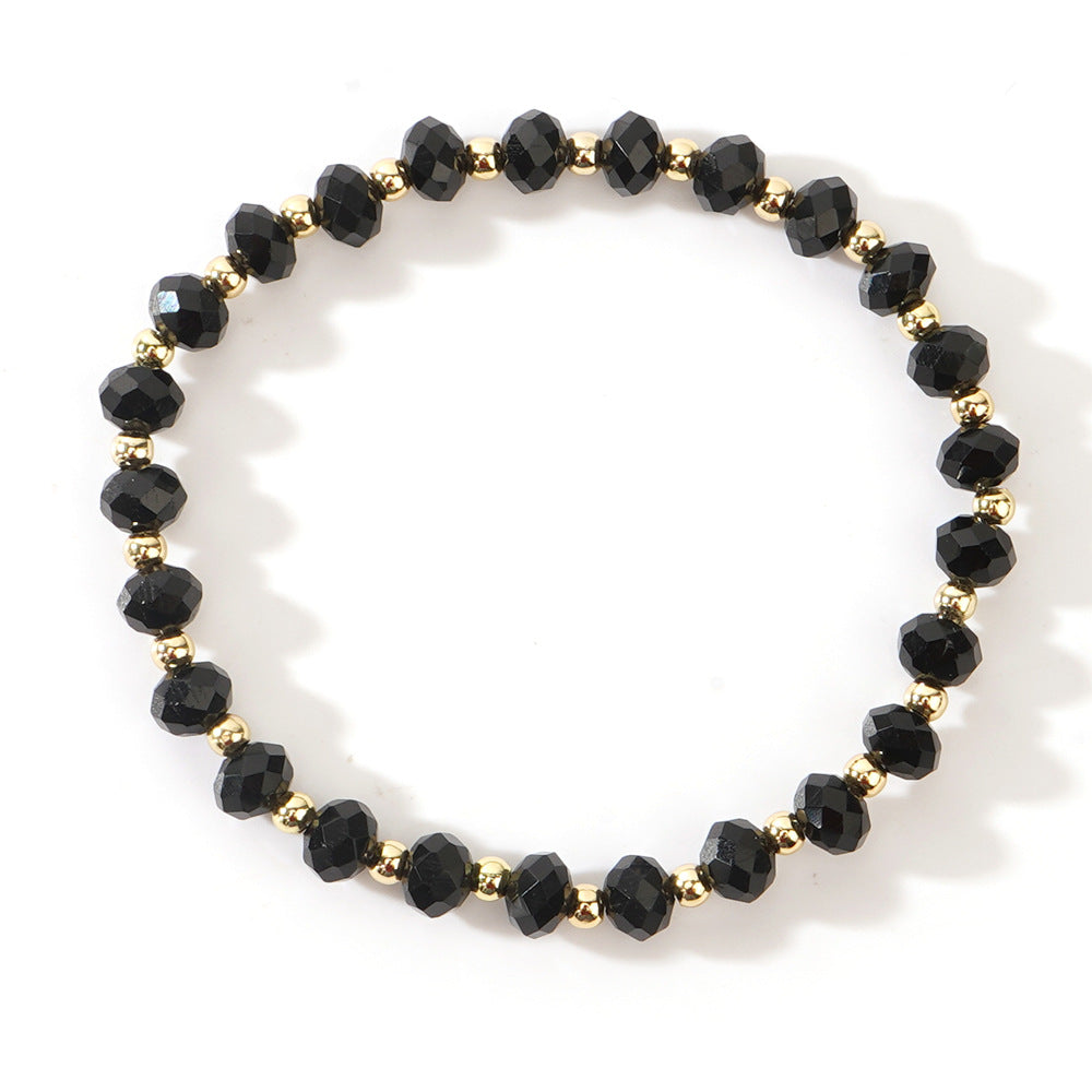 High-end black crystal bracelet, light luxury and elegant fashionable woven accessories, cross-border bestselling men's crystal flat bracelet