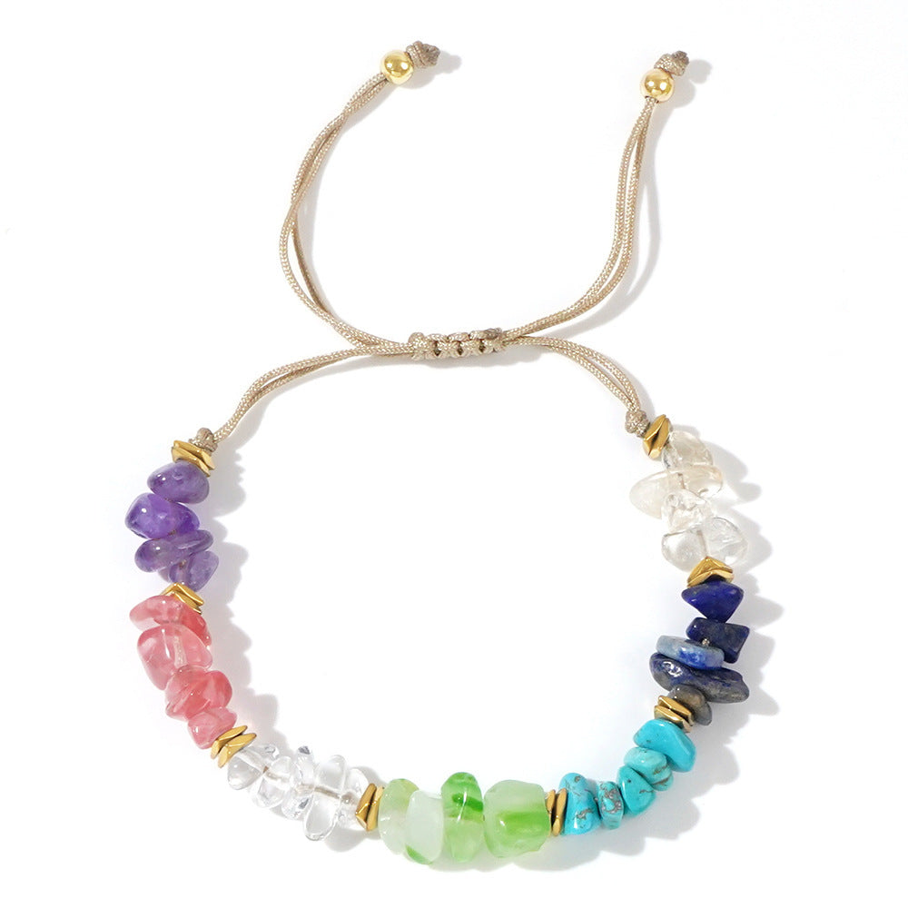 Factory direct sales of square iron gallstone dividers, colored crushed stone, men's and women's bracelets, rainbow high-end bracelets, bead wholesale