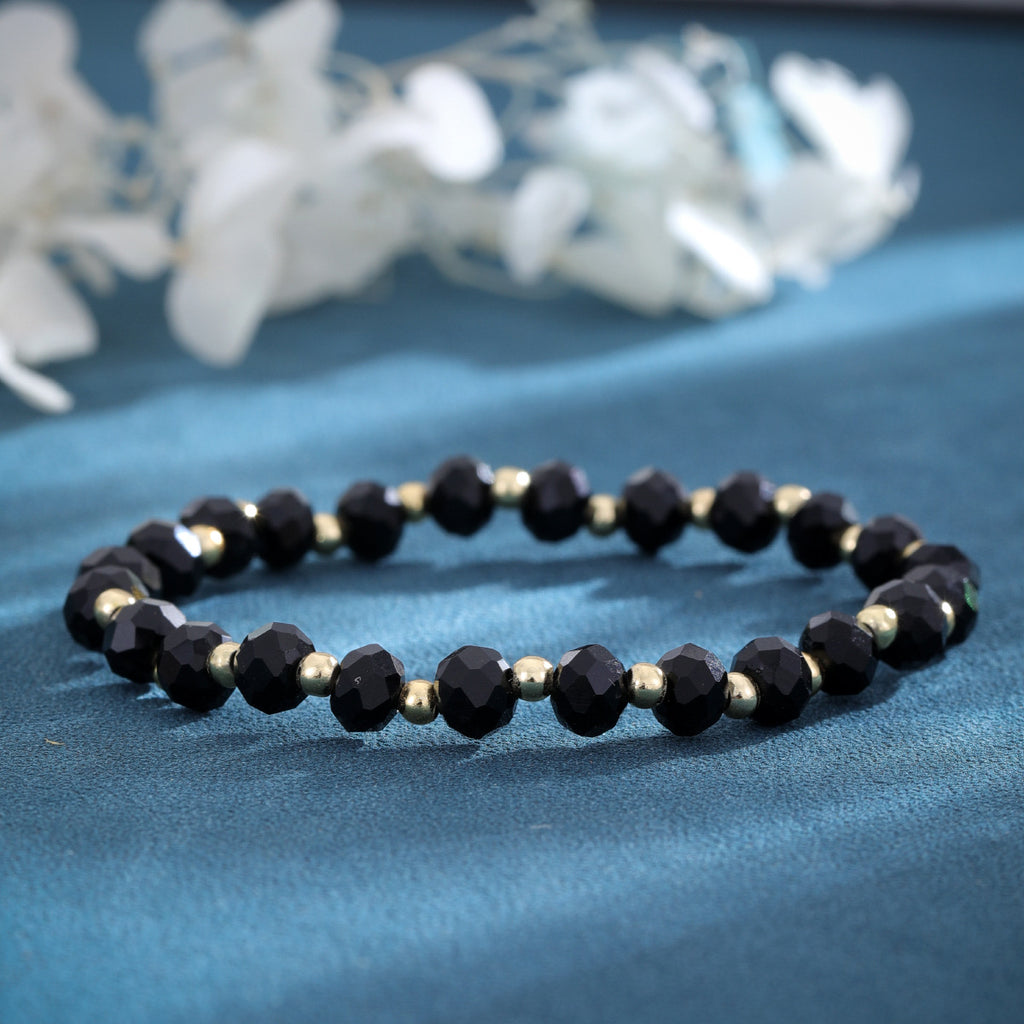 High-end black crystal bracelet, light luxury and elegant fashionable woven accessories, cross-border bestselling men's crystal flat bracelet