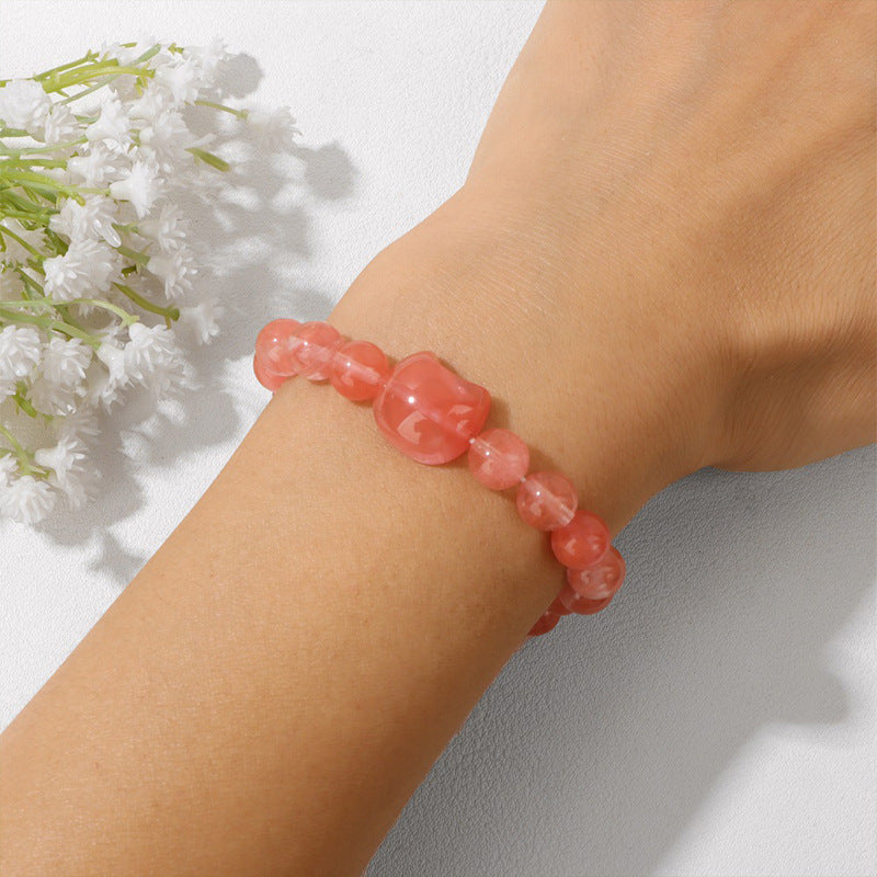 Amazon European and American cross-border cat head natural stone bracelet beaded couple's elastic cord bracelet simple jewelry wholesale