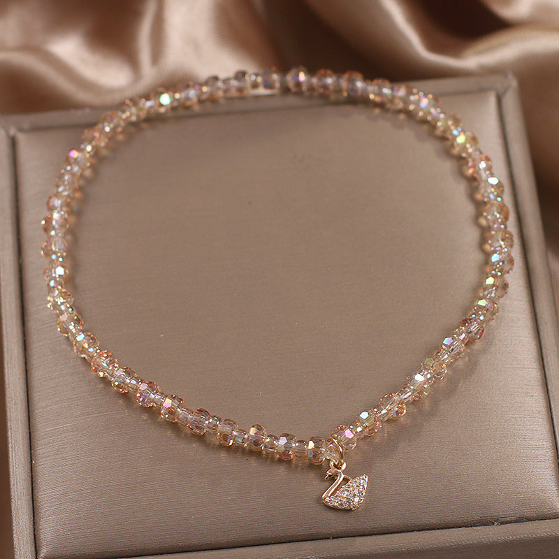 Swan Crystal Bracelet for Women, Light Luxury INS Niche Tea Crystal Citrine Bracelet, Exquisite Women's Jewelry Wholesale