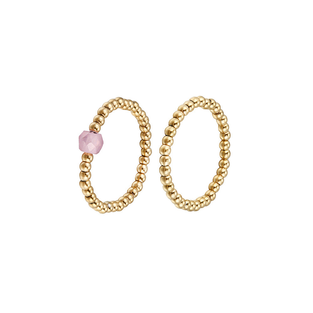 Washable and color-resistant hand jewelry, high-quality zircon metal stainless steel bead elastic ring, universal size for women
