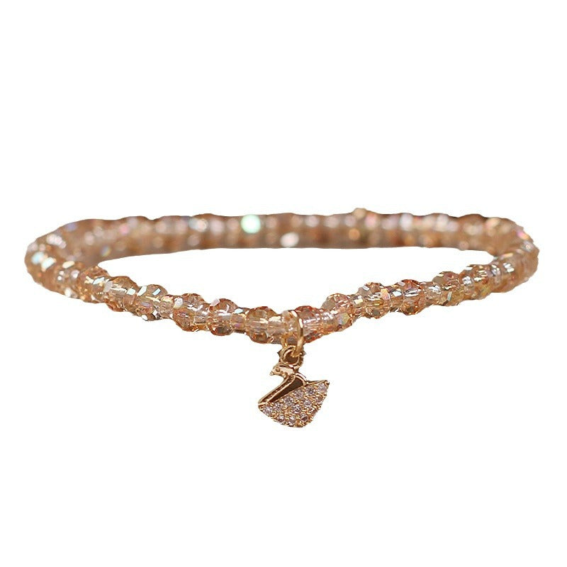 Swan Crystal Bracelet for Women, Light Luxury INS Niche Tea Crystal Citrine Bracelet, Exquisite Women's Jewelry Wholesale