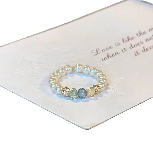 Xiaohongshu bestseller: colorful crushed ice pearl rings for women, niche, high-end, sparkling beaded bracelets