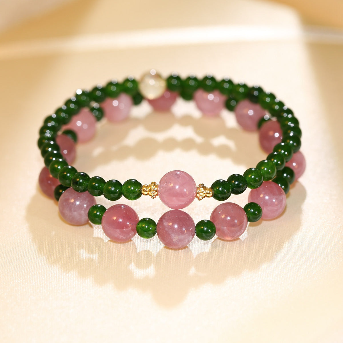 Spring Green 'Spring Banquet' Purple Horse Pink Green Agate Bracelet for Women, New Chinese Style Fresh Niche Layered Bracelet