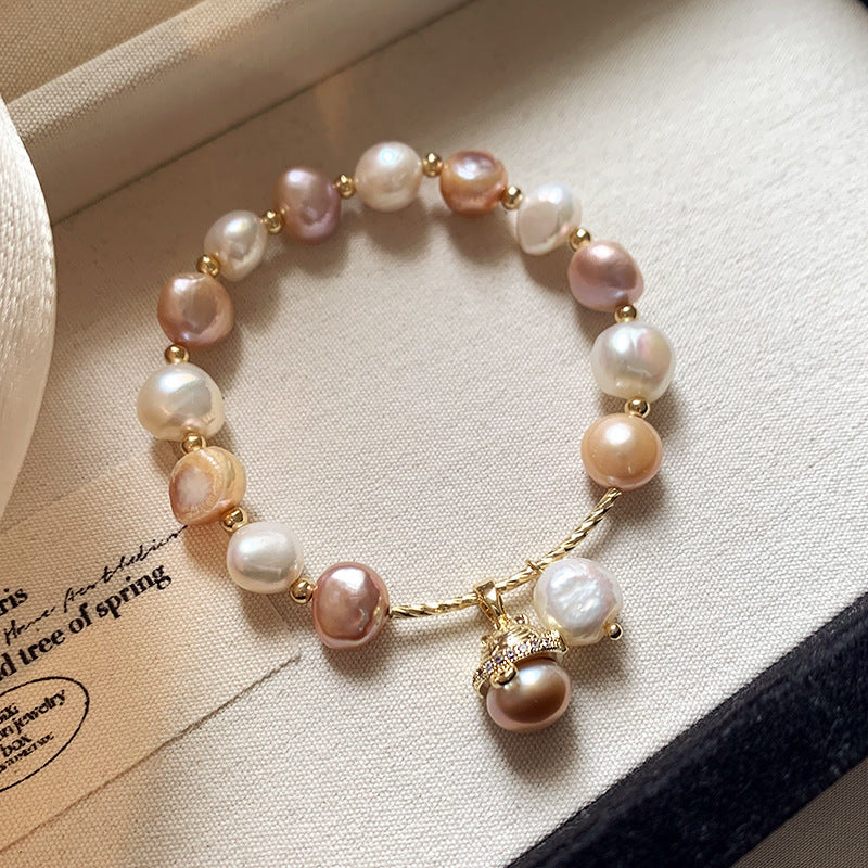 Baroque shaped freshwater pearl cat bracelet fashion bracelet feminine temperament net red color freshwater pearl bracelet