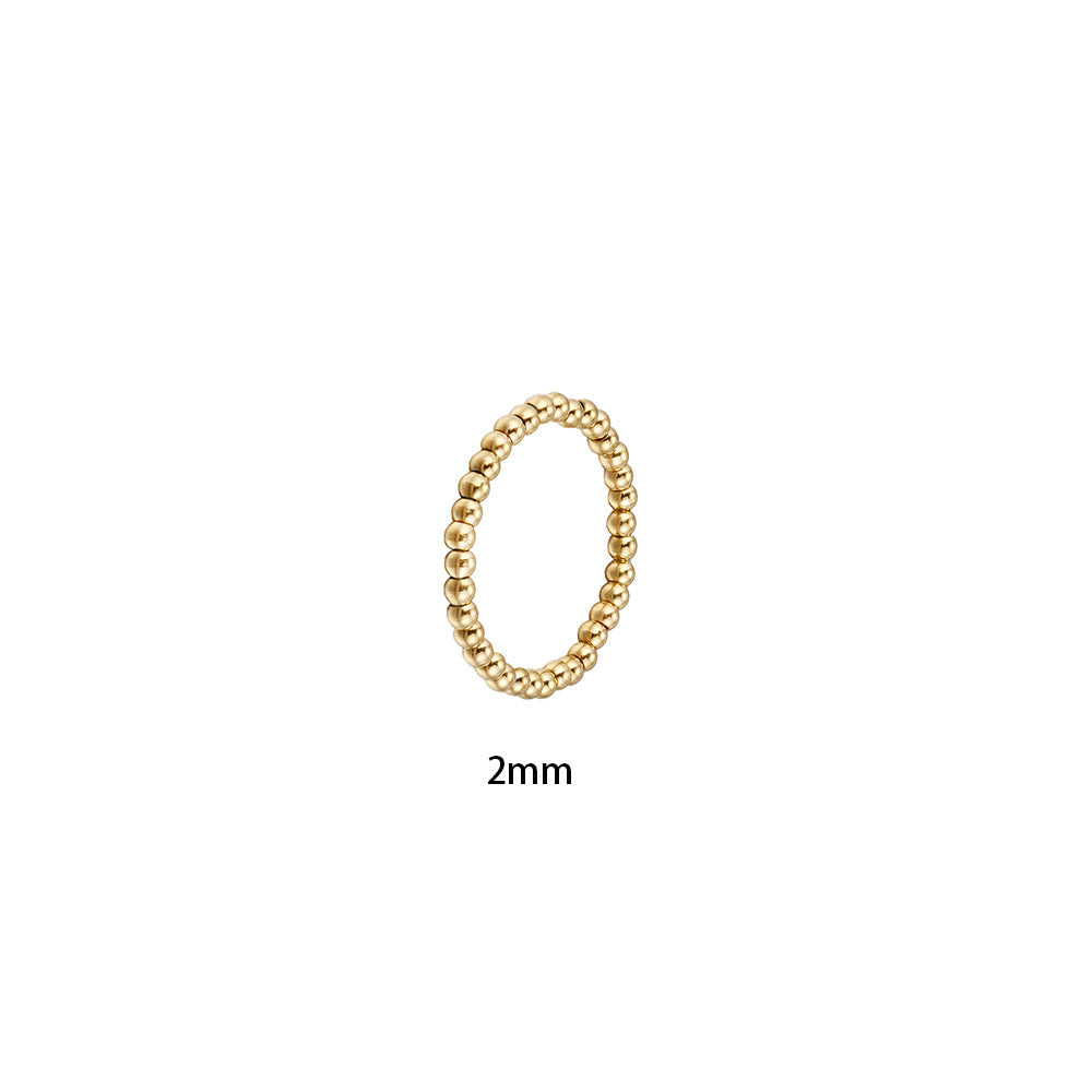 Washable and color-resistant hand jewelry, high-quality zircon metal stainless steel bead elastic ring, universal size for women