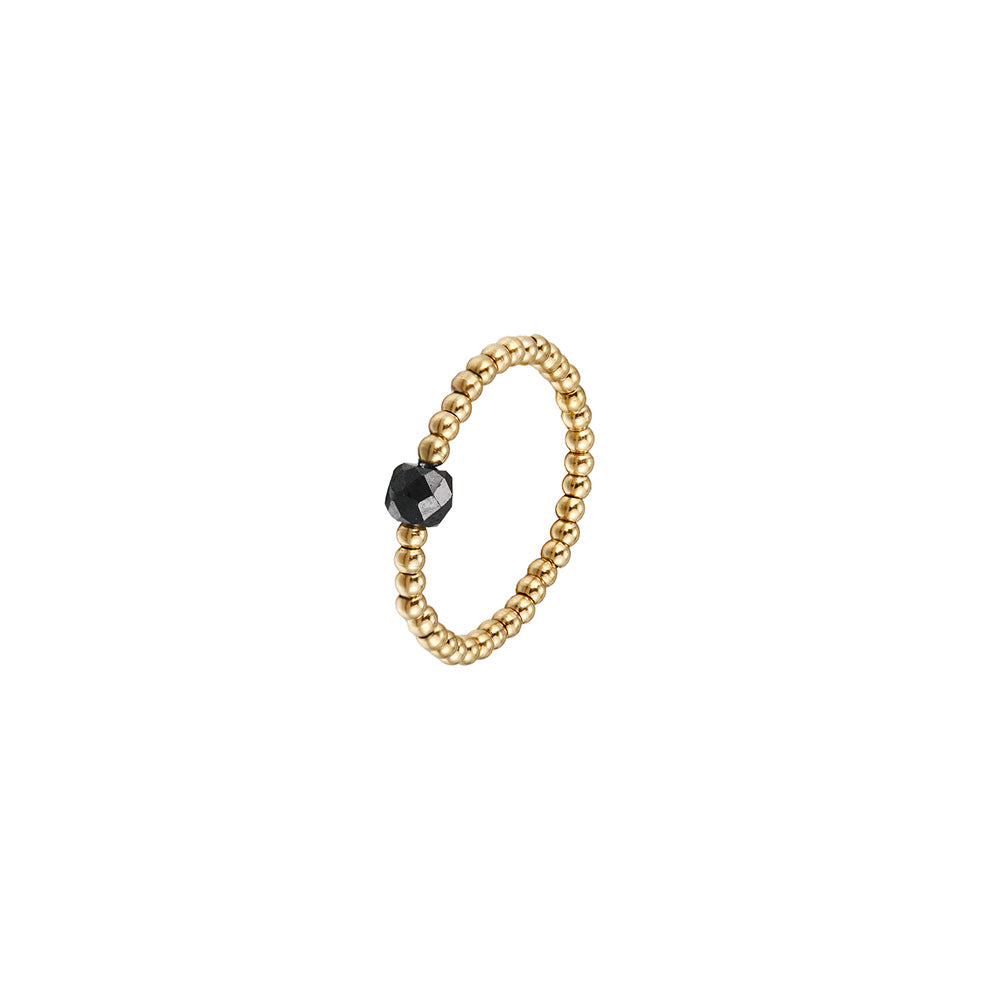 Washable and color-resistant hand jewelry, high-quality zircon metal stainless steel bead elastic ring, universal size for women