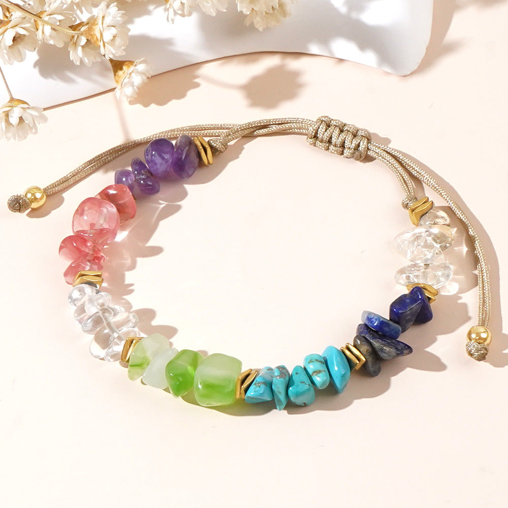 Factory direct sales of square iron gallstone dividers, colored crushed stone, men's and women's bracelets, rainbow high-end bracelets, bead wholesale