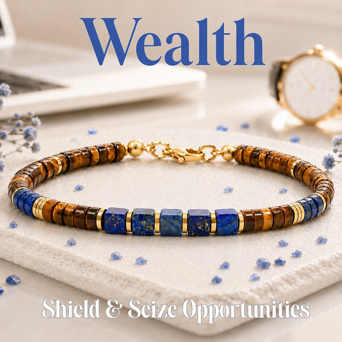 Cross-border Temu Shein best-selling bead bracelets, fashionable commuting tiger's eye stone, lapis lazuli cubes, couple bracelets wholesale