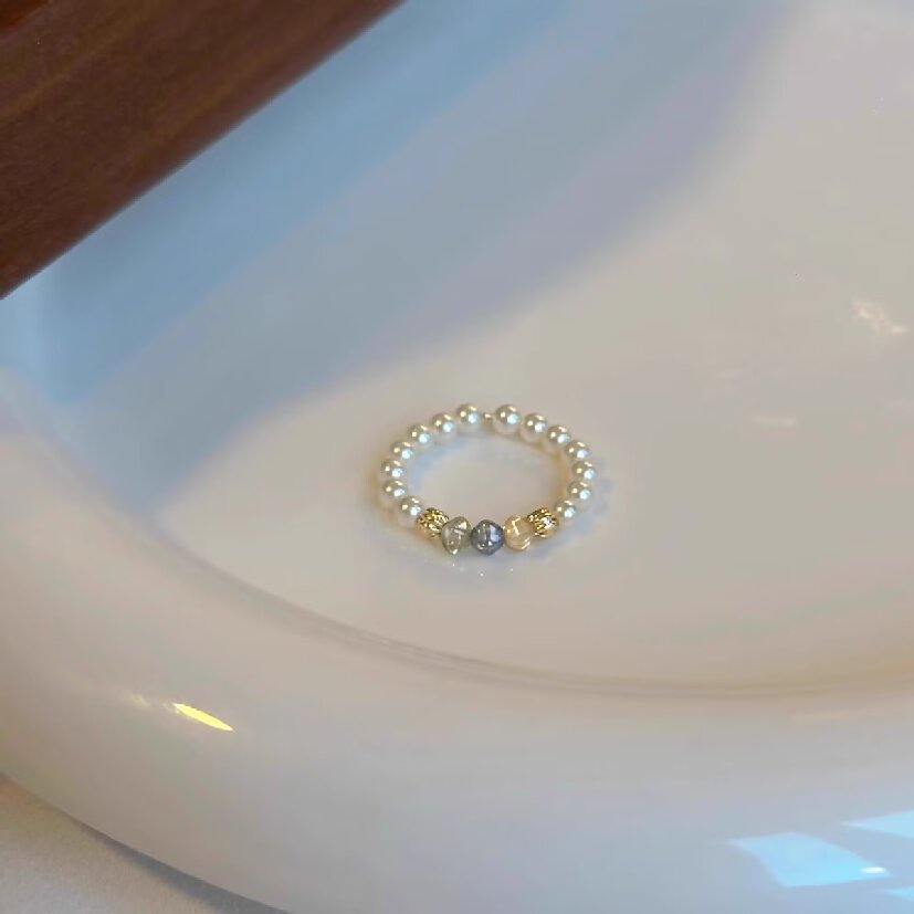 Xiaohongshu bestseller: colorful crushed ice pearl rings for women, niche, high-end, sparkling beaded bracelets