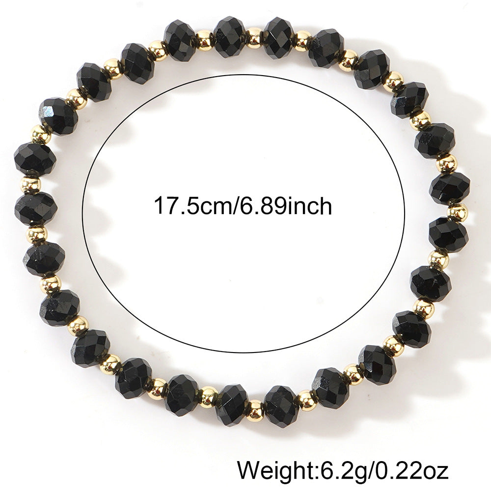 High-end black crystal bracelet, light luxury and elegant fashionable woven accessories, cross-border bestselling men's crystal flat bracelet