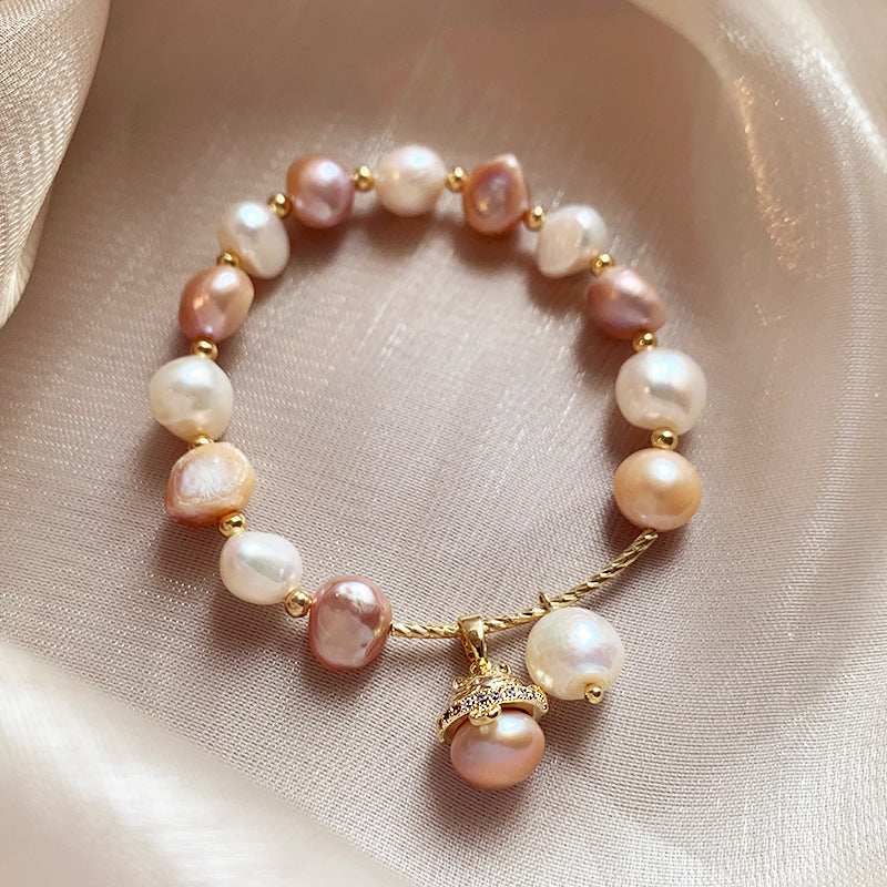 Baroque shaped freshwater pearl cat bracelet fashion bracelet feminine temperament net red color freshwater pearl bracelet