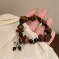 Coffee bean resin bracelet Chinese style original simple and versatile natural stone niche small fortune brand pendant couple's style