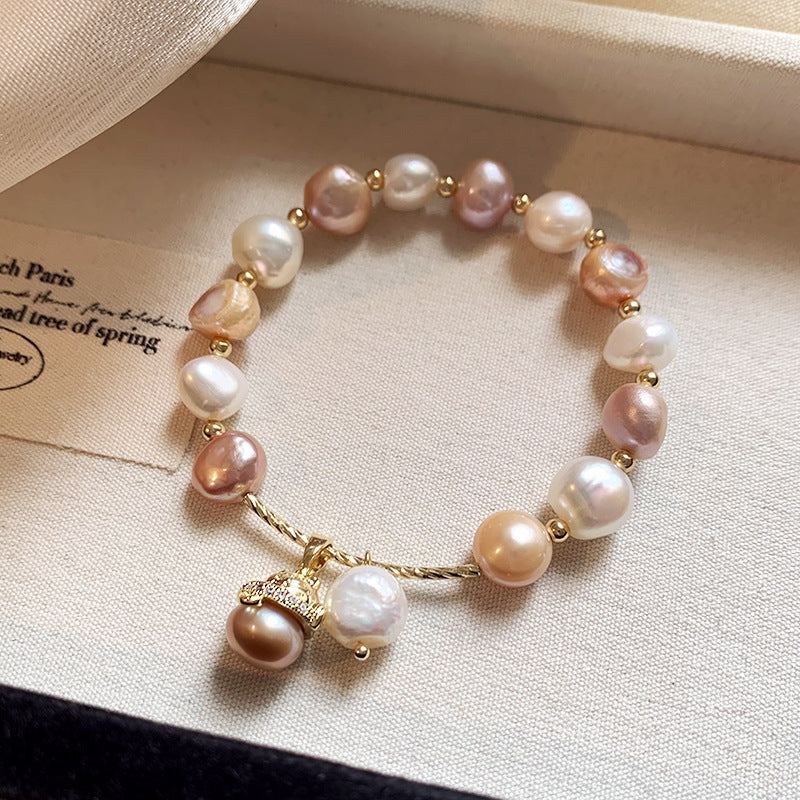 Baroque shaped freshwater pearl cat bracelet fashion bracelet feminine temperament net red color freshwater pearl bracelet