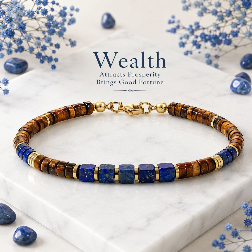 Cross-border Temu Shein best-selling bead bracelets, fashionable commuting tiger's eye stone, lapis lazuli cubes, couple bracelets wholesale