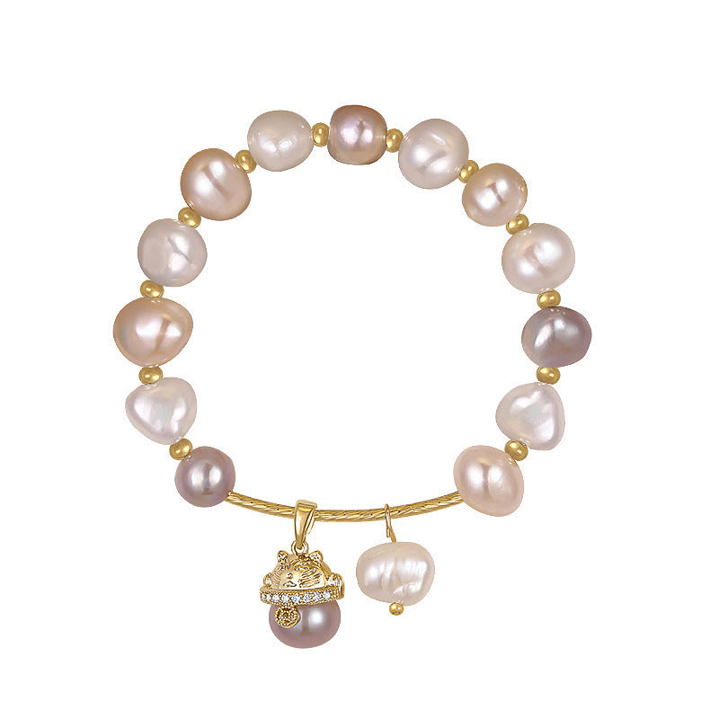Baroque shaped freshwater pearl cat bracelet fashion bracelet feminine temperament net red color freshwater pearl bracelet