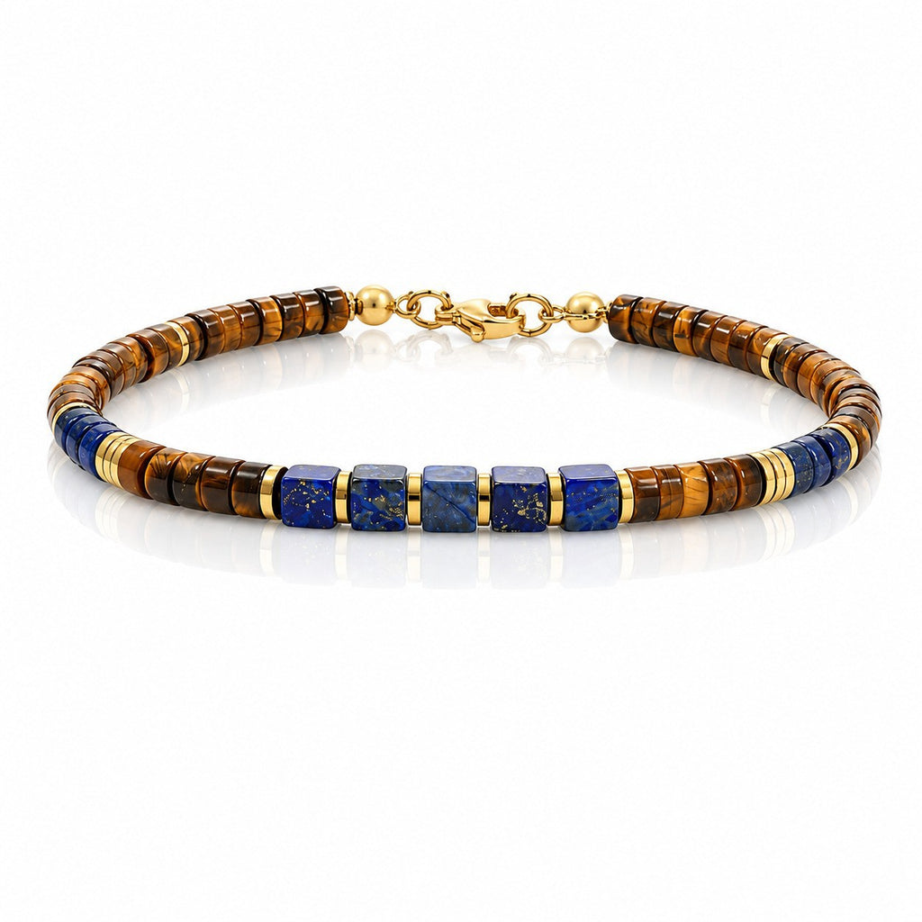 Cross-border Temu Shein best-selling bead bracelets, fashionable commuting tiger's eye stone, lapis lazuli cubes, couple bracelets wholesale