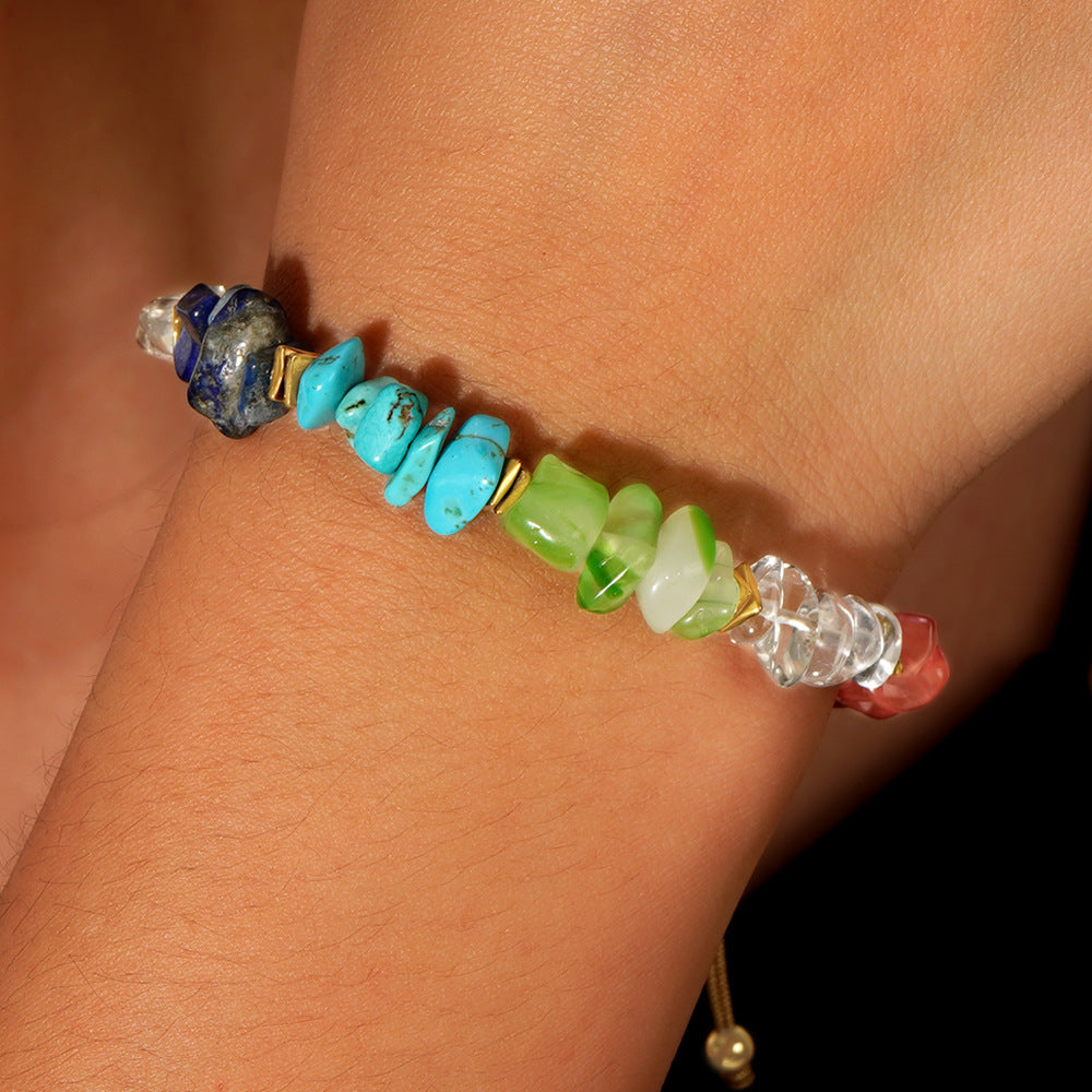 Factory direct sales of square iron gallstone dividers, colored crushed stone, men's and women's bracelets, rainbow high-end bracelets, bead wholesale