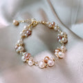 Colorful freshwater pearl stitching bracelet women's design sense crystal entwined pearl necklace fashion bracelet necklace set