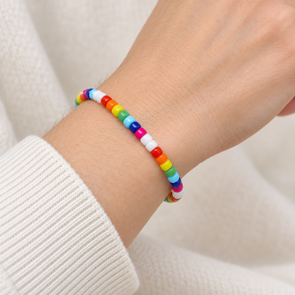 Colorful round plastic bead bracelets, unisex sweet geometric shapes, advertising promotional gift accessories