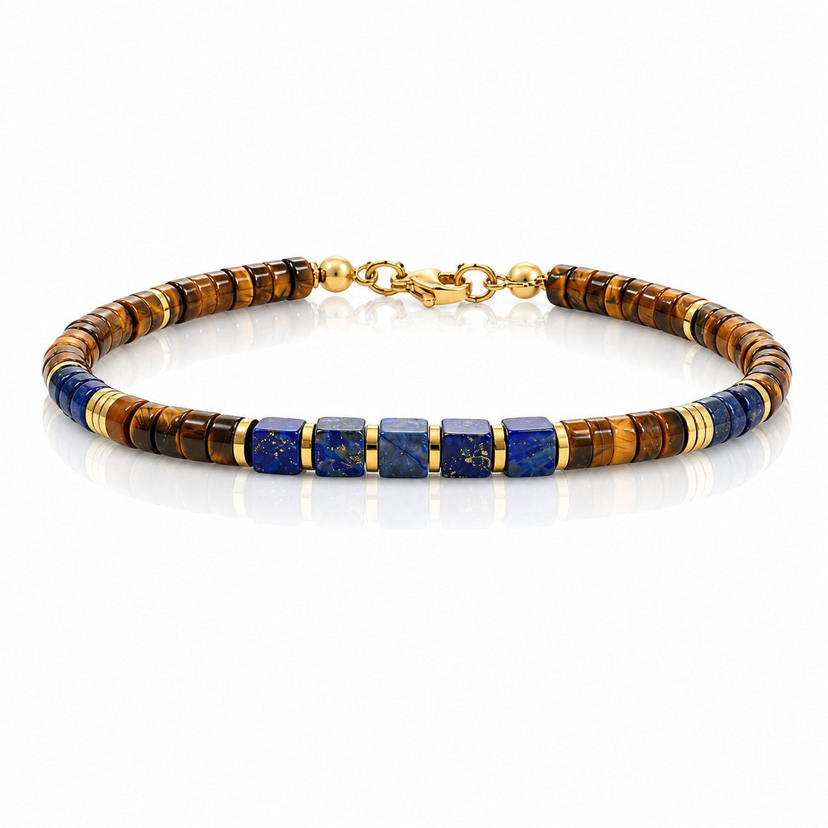 Cross-border Temu Shein best-selling bead bracelets, fashionable commuting tiger's eye stone, lapis lazuli cubes, couple bracelets wholesale