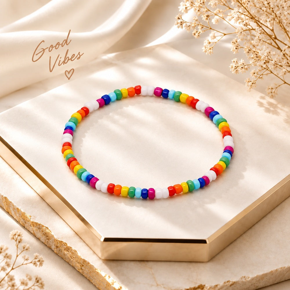Colorful round plastic bead bracelets, unisex sweet geometric shapes, advertising promotional gift accessories