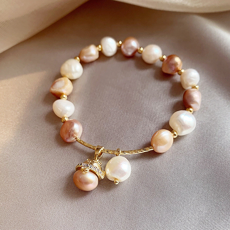 Baroque shaped freshwater pearl cat bracelet fashion bracelet feminine temperament net red color freshwater pearl bracelet