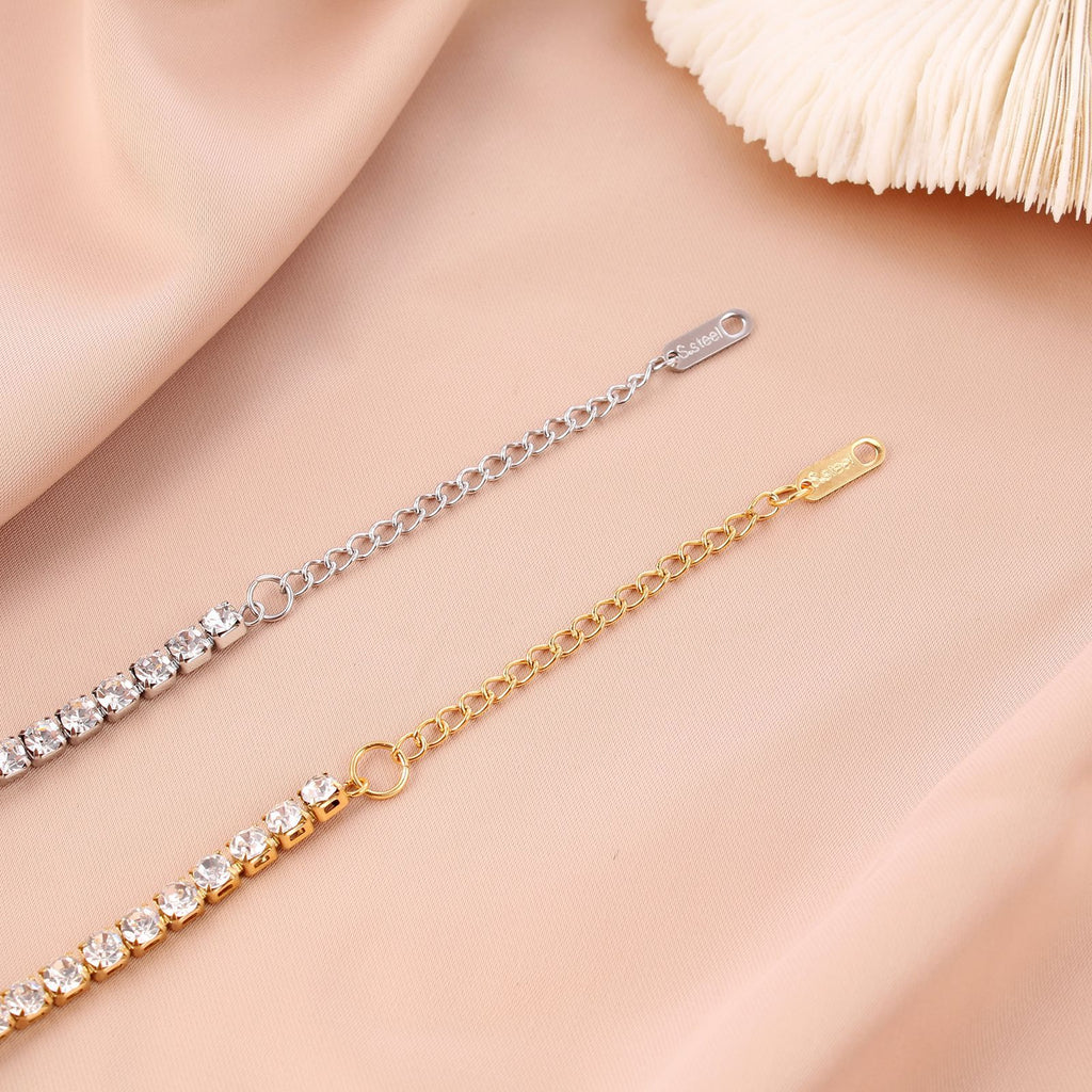 The new cross-border stainless steel diamond bracelets from Europe and the United States are cold and indifferent, and there are many rows of diamond micro-inlaid zircon jewelry, men's and women's hand jewelry
