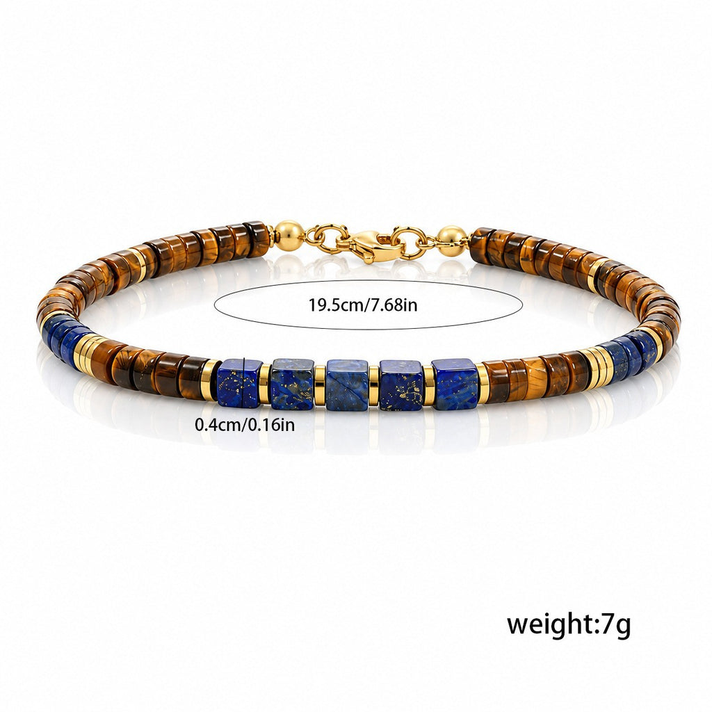 Cross-border Temu Shein best-selling bead bracelets, fashionable commuting tiger's eye stone, lapis lazuli cubes, couple bracelets wholesale