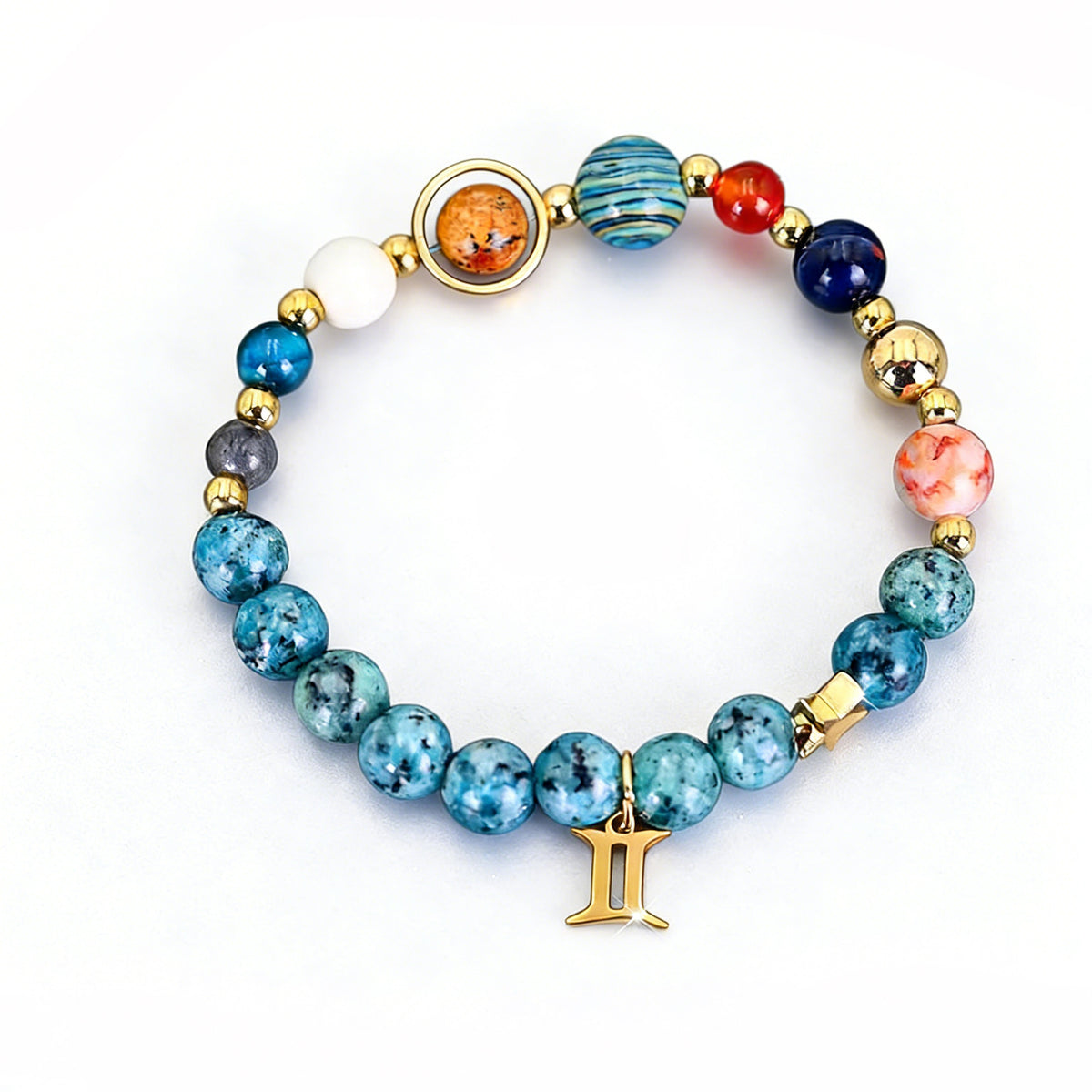 temu cross-border explosive eight planets and twelve constellation bracelets natural stone blue black spotted stone bracelets wholesale