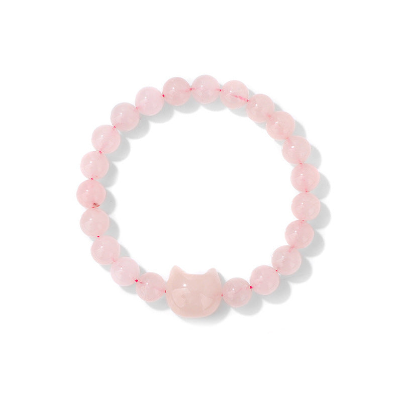 Amazon European and American cross-border cat head natural stone bracelet beaded couple's elastic cord bracelet simple jewelry wholesale
