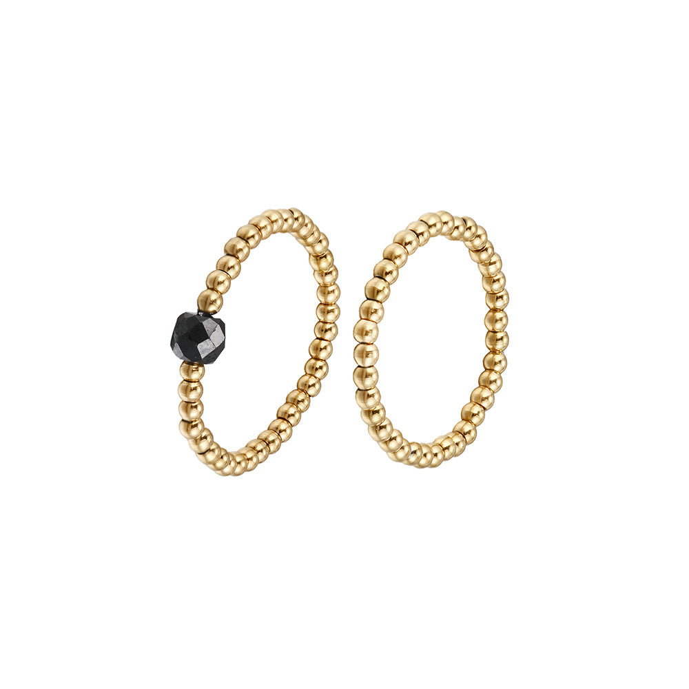 Washable and color-resistant hand jewelry, high-quality zircon metal stainless steel bead elastic ring, universal size for women