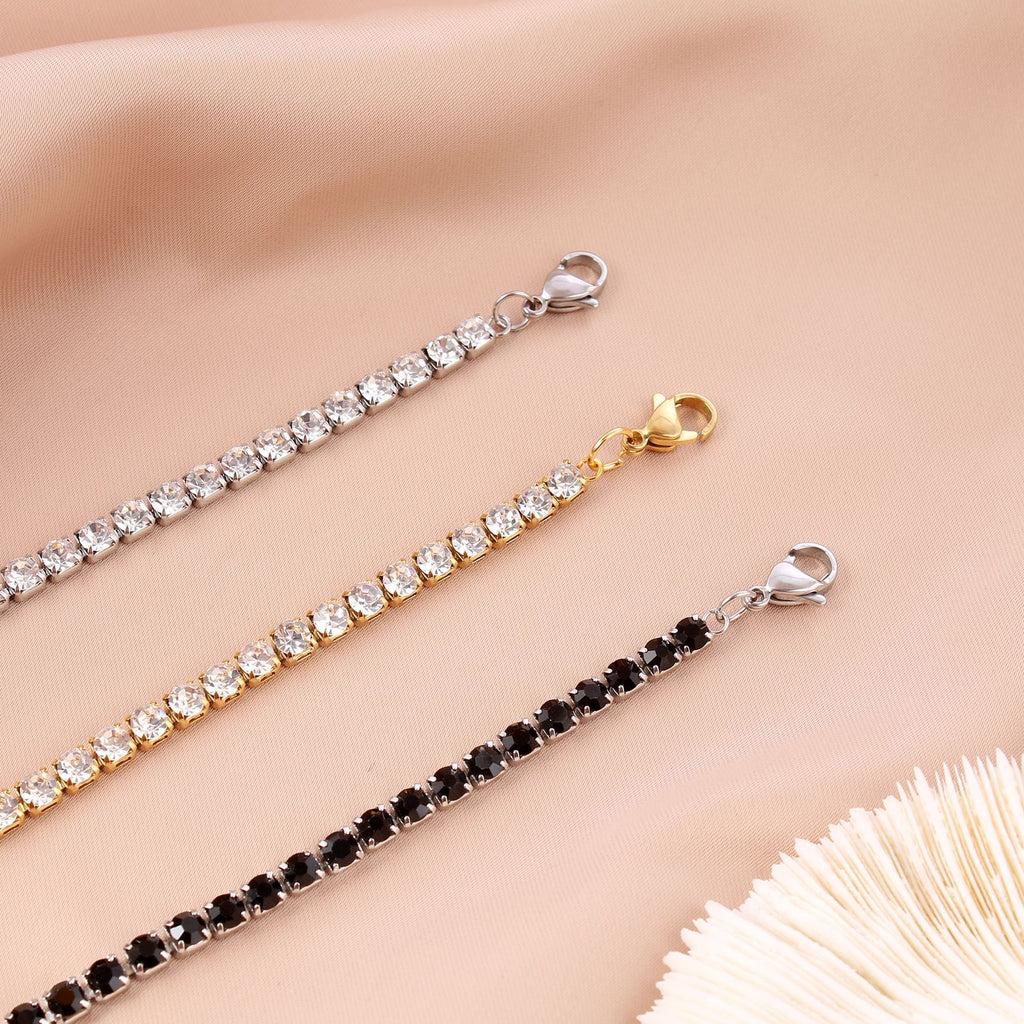 The new cross-border stainless steel diamond bracelets from Europe and the United States are cold and indifferent, and there are many rows of diamond micro-inlaid zircon jewelry, men's and women's hand jewelry