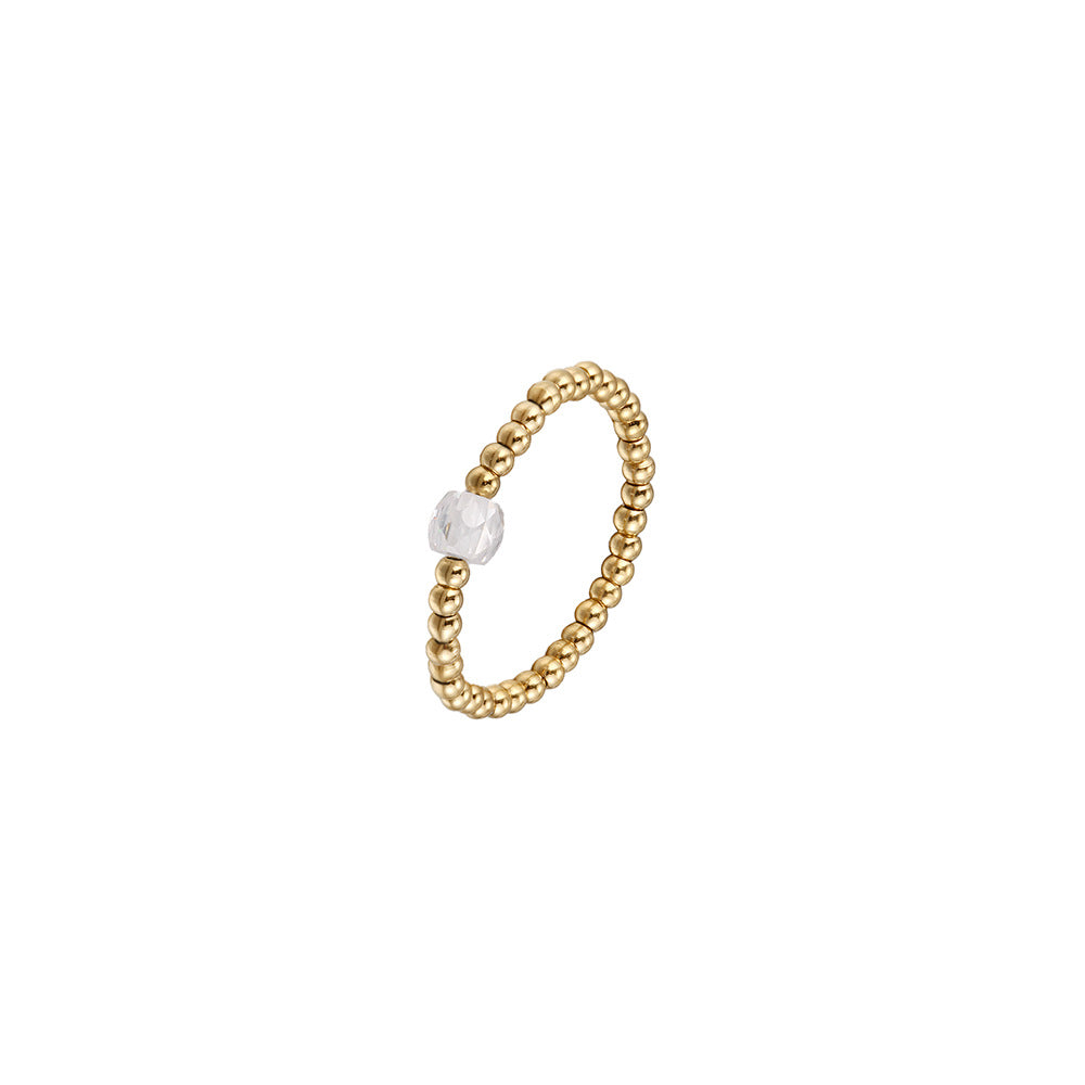 Washable and color-resistant hand jewelry, high-quality zircon metal stainless steel bead elastic ring, universal size for women